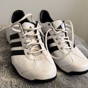 adidas White and Black retro golf shoes